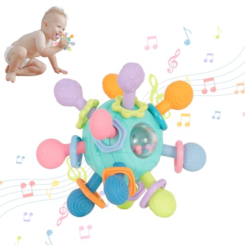Image of Wangchao Craft Baby Teething Toys Baby Montessori Teethers for 0-6 6-12 Months Newborn Infant Rattles Chew Toddler Learning Educational Sensory Toys for Boys Girls