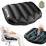 Inflatable Airplane Seat Cushion with Memory Foam | 3D Scalloped Air Baffles | Sit-to-Adjust Firmness | 2-in-1 Seat Pad & Lumbar Support, Tailbone Relief | 30s Inflate & 1s Deflate | Travel & Office