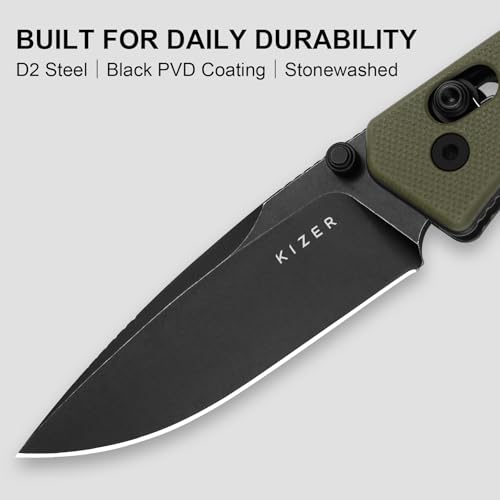 Image of Kizer Aegis EDC Pocket Knife, 2.8 inch D2 Steel Drop Point Folding Knife