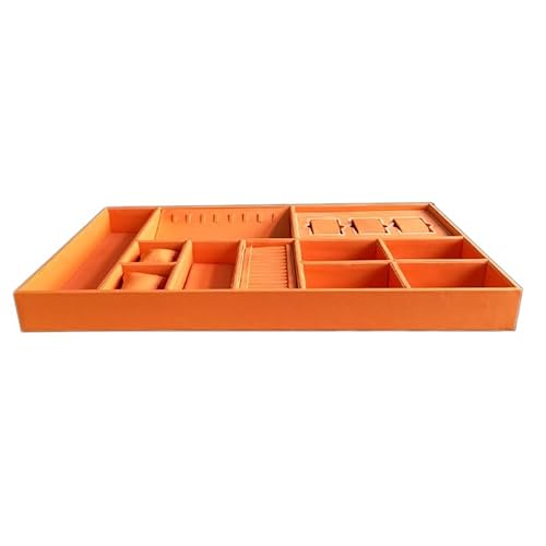 OZBMA Stackable Jewelry Organizer Tray - Dividers for Necklaces, Rings, and Bracelets, Drawer Inserts Storage Solution (Orange a)