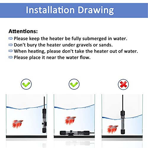 Aquarium Heater 25W Small Fish Tank Heater Submersible 25W 50W 100W, Precise Temperature Control With Intelligent Memory Function, External Led Digital Temp Controller Suitable For Betta Fish Turtle #TOP6