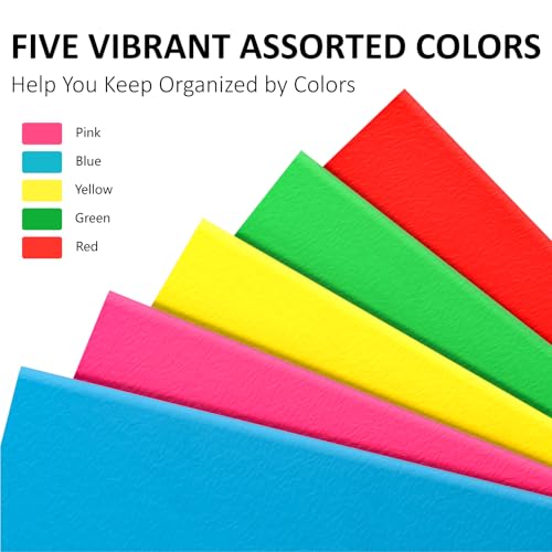 SUNQEBO Two Pocket Folders, 5 Pack Paper Folders with Pockets, Thick Textured Paper File Folders, Fit Letter Size Paper, 5 Assorted Colors for Office, Home, Business, School Supplies