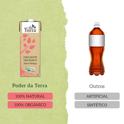PODER DA TERRA - Mate Orgânico com Pêssego - Bebida Natural, Sem Conservantes, Sem Glúten - Ingredie