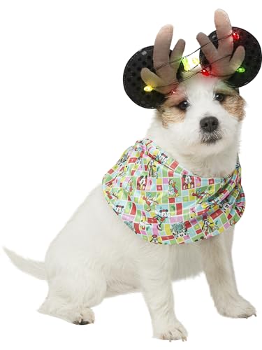 Rubies Disney Reindeer Light Up Holiday Ears and Antlers with Infinity Scarf for Pets 摜Q  Medium/Large
