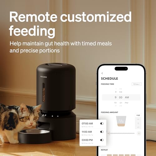 PETLIBRO Automatic Cat Feeder, 5G WiFi Automatic Dog Food Dispenser with Freshness Preservation, 5L Timed Pet Feeder with Low Food Sensor, Up to 10 Meals Per Day, Granary Black - Image 3