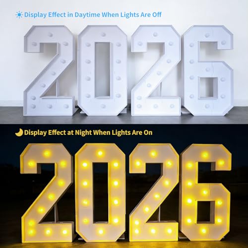 4ft 2026 Light Up Numbers Class of 2026 Graduation Decorations Large Sign Big Grad Mosaic Foam Board Giant Jumbo Lighted Marquee Letters 4 Feet Tall with Lights High School College Party Prom Decor by Tixiquns - Image 3