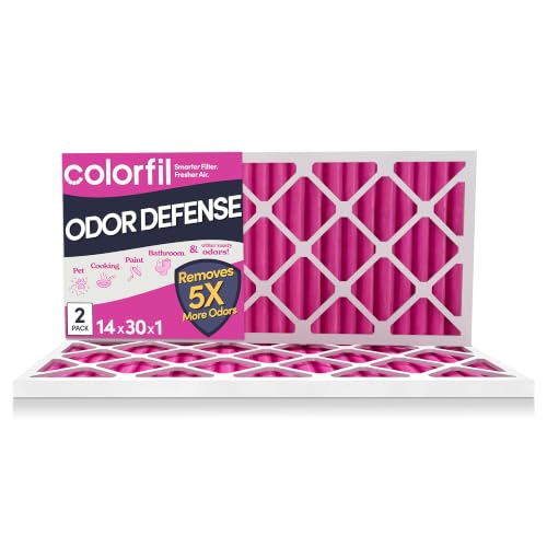 Colorfil 14x30x1 Air Filter (2-Pack) | Made in the USA | Color Changing | Remove Cat and Dog Odor | MERV 8 for Pet Hair Dander and Dust | 13.75x29.75x0.75 Exact Size