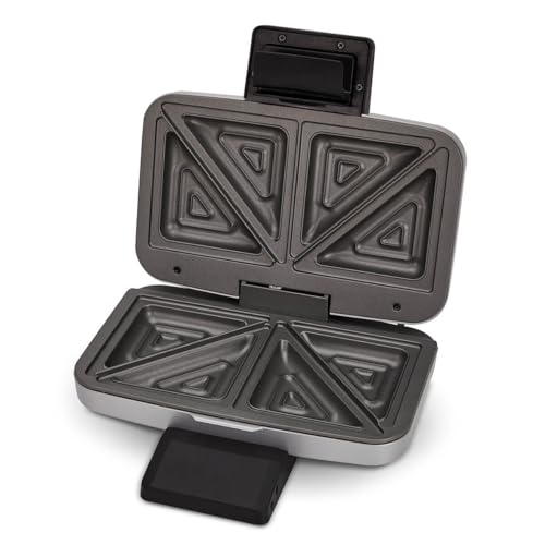 Cloer 6259 Sandwichmaker, 900 W für 2 diagonal geteilte Toasts, American Toasts, XXL Füllungen, Silber