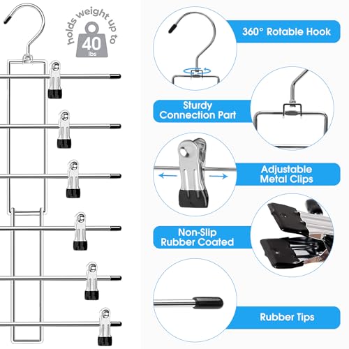 Schrank-Organizer und Aufbewahrung, 6 Etagen, Kleiderbügel mit Clips, platzsparend für Organisation und Aufbewahrung, Studentenwohnheim, für Mädchen, Jungen, Kleider-Organizer, 3 Stück