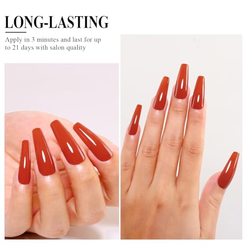 Esmalte de uñas en gel color naranja rojo brillante miniatura 4