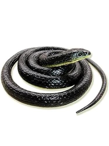 Image of KRySt Brown Lizard and Black Snake Combo Toys | Real Looking Rubber Lizard Toy | Original Look Chipkali Toy | Chipkali and Snake Prank Toys for Kids and Adults (Single Snake)
