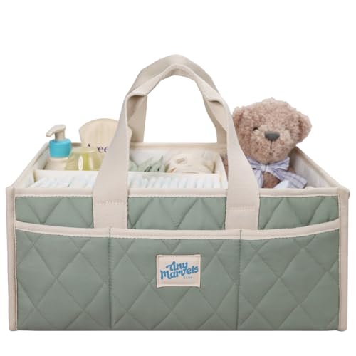 Image of Tiny Marvels Diaper Caddy Organizer for New Parents, Baby Diaper Caddy with Water-Resistant Fabric, Structured Diaper Caddy Basket for Nursery, Car & Travel