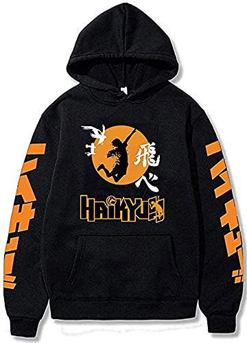Yanny Haikyuu Pull à capuche Hinata Shoyo 3D Sweat à capuche High School Volleyball Club Cosplay Costume Casual Pull à capuche Jersey Streetswear, Noir 04., XXXL Cover