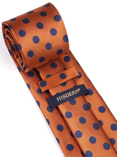 Image of HISDERN Polka Dot Ties for Men Classic Silk Ties and Pocket Square Formal Business Necktie Handkerchief Wedding Party