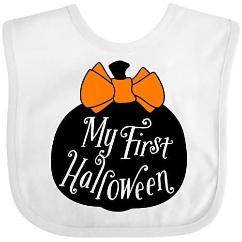 inktastic My 1st Halloween with Pumpkin and Orange Bow Baby Bib