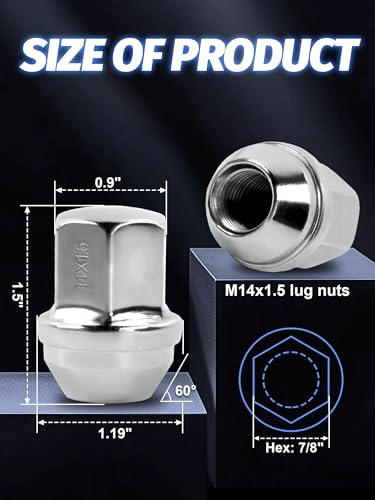 Image of M14x1.5 Lug Nuts 20pcs for Camaro Corvette | Fit Impal Length 1.5 in Chrome Wheel Lug Nuts