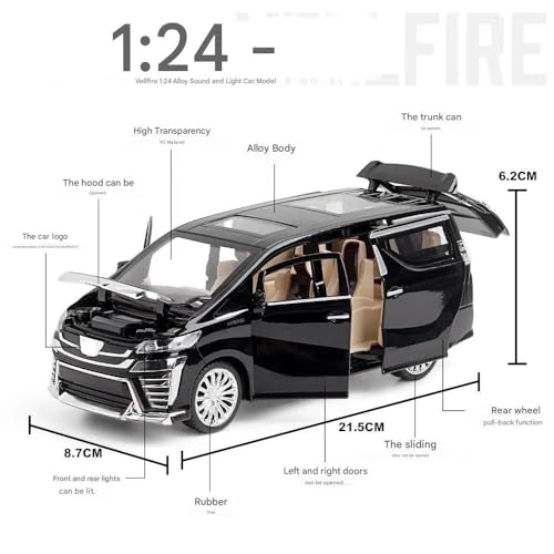 Image of FEXXA 1.24 Scale Toyo-TA VELLFIRE Exclusive Alloy Metal Pull Back Die-cast Car Model with Sound Light Mini Auto Toy for Kids Metal Model Toy Car with Sound and Light [Multicolor]