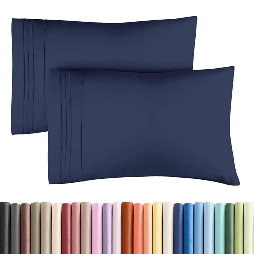 Queen Pillow Cases Set of 2 - Ultra Soft Hotel Quality Pillowcase Covers - Comfy Cozy & Wrinkle Free - Shrinkage Stain & Fade Resistant - Machine Washable Pillow Protectors - 2 Piece Set - Navy Blue