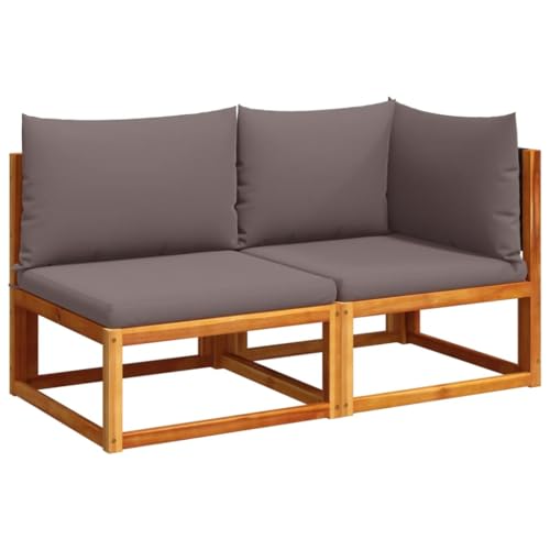 vidaXL Gartensofa mit Kissen 2-Sitzer Holz Akazie & Rattan