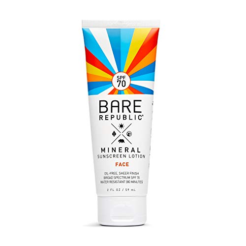 Bare Republic Mineral Sunscreen & Sunblock Face Lotion with Zinc Oxide, Broad Spectrum SPF 70, Reef Friendly, 2 Fl Oz