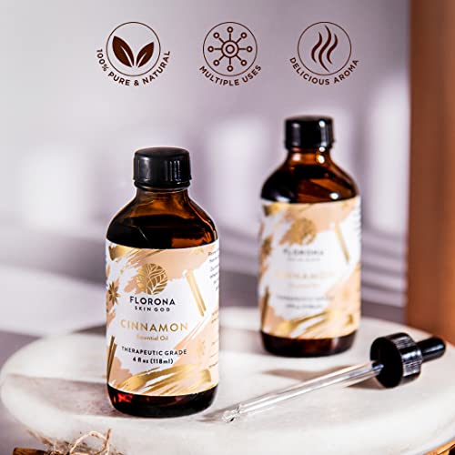 Florona Cinnamon Essential Oil 100% Pure & Natural - 4 Fl Oz, Therapeutic Grade For Hair & Skin Care, Diffuser Aromatherapy, Soap Making, Candle Making #TOP3