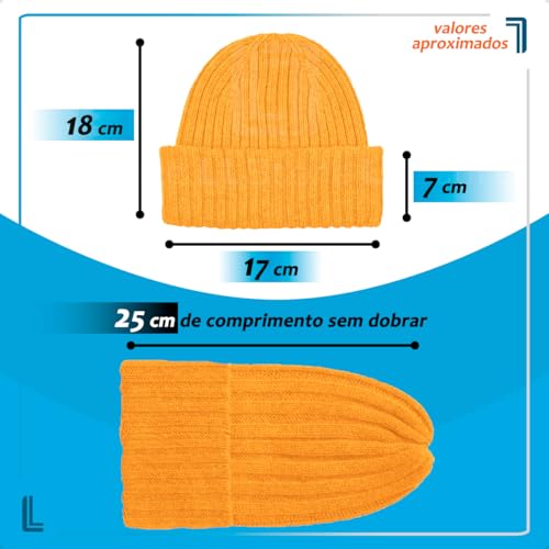 Touca Sailor Curta Marinheiro Lenhador Gorro De Lã Canelada Frio Inverno Forrada (Dourado)