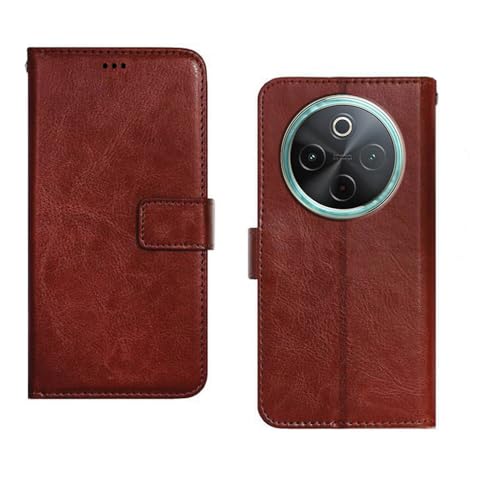 Image of amazon basics Vivo T4 5G Flip Cover | Card Pockets Wallet & Stand | Flip Cover for Vivo T4 5G (Brown)