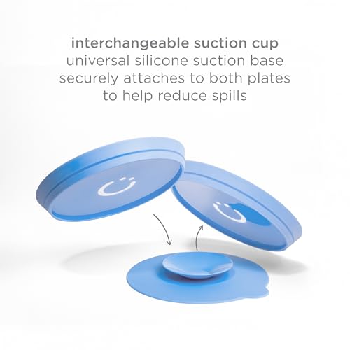 Ubbi Silicone Suction Plates for Babies & Toddlers, 2-Pack – 2 Plates + Interchangeable Stay-Put Suction Base, High-Wall Plates for Baby-Led Weaning, BPA-Free Dishwasher Safe, Polaris Blue by Ubbi - Image 3