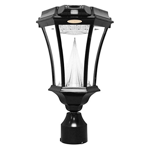 GAMA SONIC GS-94PIR-FPW Victorian Lamp with Motion Sensor Outdoor Solar Light Fixture, Pole Pier & Wall Mount Kits, Black