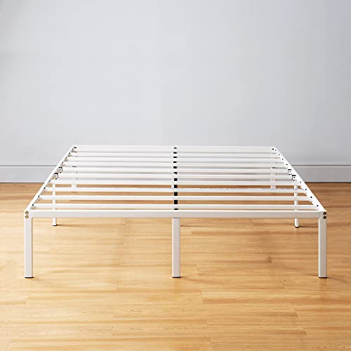 Image of Best Price Mattress 14 Inch Metal Platform Bed Frame, Heavy Duty Steel Slats, White, Full (SPSC-14WH-F)