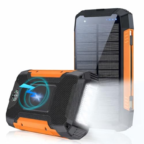 Power Bank Solar Cargador Banco De Energía Portátil Batería Pila Inalámbrico Externa Carga Rápida Alta Capacidad...