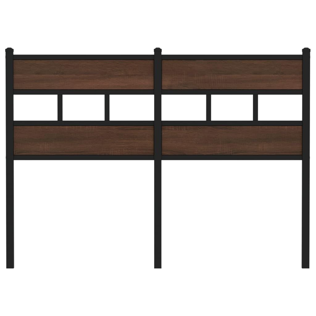 Cabecero marrón efecto roble 120 cm, acero y madera, robusto headboard para dormitorio, fácil montaje, construcción de metal estable