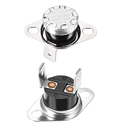 sourcing map Interrupteur contrôle température KSD301 Thermostat 130°C 10A Angle Droit N.C 2Pcs
