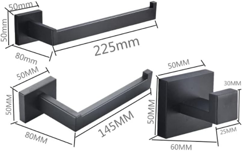 Heavy-Duty Bathroom Accessories - Matt Robe Hook, Towel Bar, Paper Shelf - Rust-Proof, Easy Install, Classic Chrome Finish(A6132b)