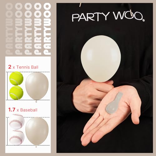 Image of PartyWoo White Sand Balloons 50 pcs 5 Inch Small Mini Beige Cream Ivory Latex Small Mini Balloons for Wedding Bridal Graduation Baby Shower Gender Reveal Safari Birthday Party Decorations White-F12