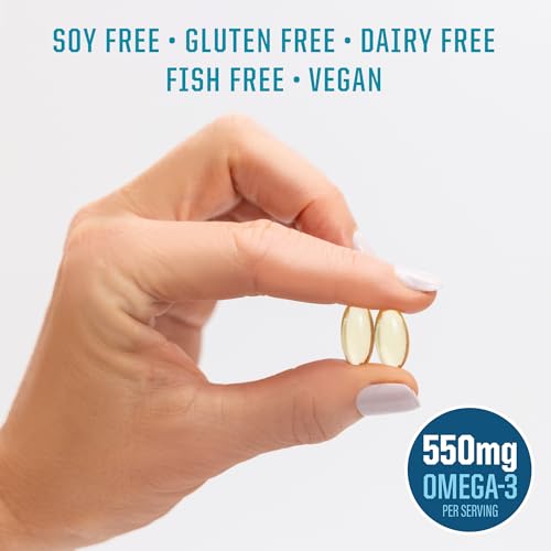 Vegan Omega 3 Algae Oil Plant-Based DHA & EPA from Algae Oil | 550mg Omega-3s per Softgel with 300mg DHA & 150mg EPA | Heart, Brain, & Vision Support | Non-GMO Carrageenan-Free Sustainable 30 Servings - Image 6
