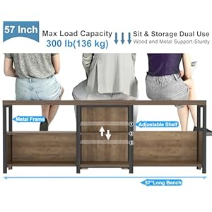   HSH-Entryway-Bench-with-Storage-Large-Farmhouse-Corner-Storage-Bench-Long-Convertible-Shoe-Bench-for-Entrance-Hallway-Foyer-L-Shaped-Shoe-Rack-Bench-for-Living-Room-Bedroom-Rustic-Oak-57-in