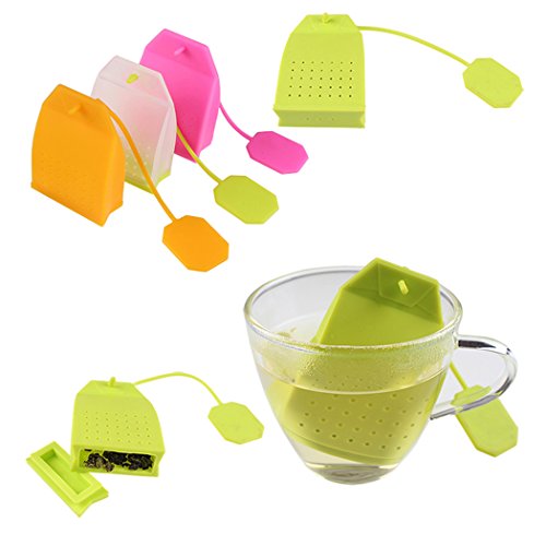 10 Pcs Reusable Silicone Tea Bags With Long Rope, Creatiee Premium Loose Leaf Tea Infuser Strainer For Tea Cups, Mugs And Teapots - Assorted Colors, Upgraded Holes & Better Filter(Transparent+ Pure) #TOP3