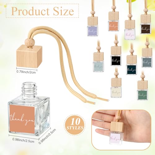 Image of Funnymoom 30 Pcs Appreciation Gift Bulk Car Air Freshener Diffuser Hanging Car Empty Glass Oil Diffuser Thank You Gifts for Employee Dietitian Coworker Social Worker Nurse (Thank You)
