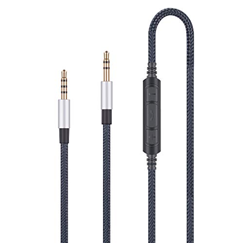 Cable de repuesto de audio compatible con auriculares B&O Play de Bang & Olufsen Beoplay H6, H7, H9, H2 y compatible con Samsung Galaxy Huawei Android con micrófono en línea Control remoto de volumen