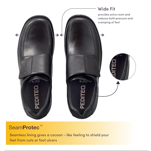 Image of DC2 Alicante Men's Fully Adjustable Wide Fit Diabetic Shoe for Diabetic Feet | Swollen Feet | Neuropathic Feet | Genuine Leather