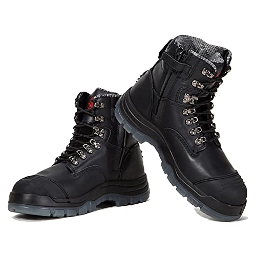 Image of ROCKROOSTER Work Boots for Men,7 inch,Steel Toe,Side Zipper, Oiled Leather Shoes,Static Control,Breathable,Quick Dry(AK232Z-245Z)