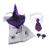 Accesorios de disfraz de Halloween para gatos, sombrero ajustable, lindo collar de corbata y gafas de sol para gatos, perros pequeños, mascotas, disfraces de Halloween, juego de sombreros para gatos