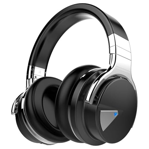 GarageRock E7 Auriculares Bluetooth con cancelación Activa del Ruido Auriculares inalámbricos sobre la Oreja con micrófono Graves Profundos, cómodas Almohadillas de proteína, 30 Horas, Negro