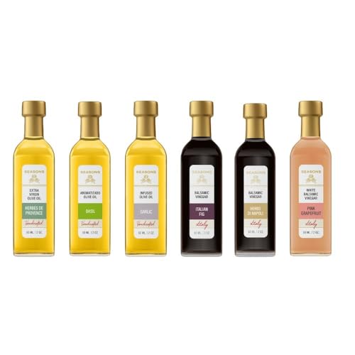 Seasons Salad & Vegetable Collection – Premium Olive Oils & Balsamic Vinegars for Dressings, Marinades & Drizzling (6 x 60ml)
