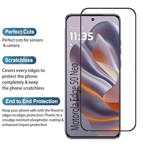 Image of HD Tempered Glass Screen Protector Compatible for Moto Edge 50 Neo 5G with Edge to Edge coverage and Easy Installation kit ERF84