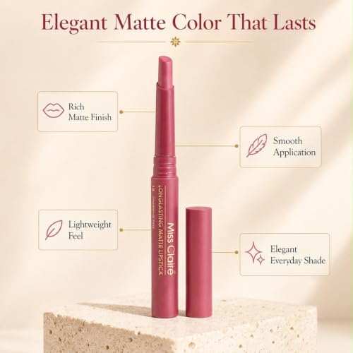 Image of Miss Claire Longlasting Matte Lipstick, Charming pink 18, 2 g (18)