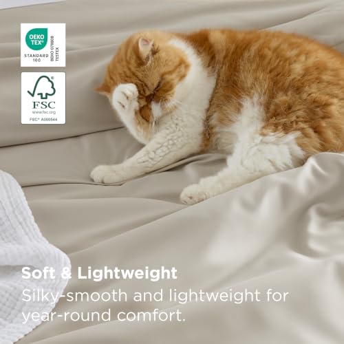 Image of Bedsure PureWoven Cooling Duvet Cover, Ideal for Hot Sleepers, King Size | 100% Viscose Derived from Bamboo, Lightweight & Silky Soft, Breathable Moisture-Wicking Bedding Set, 3 Pieces, Linen