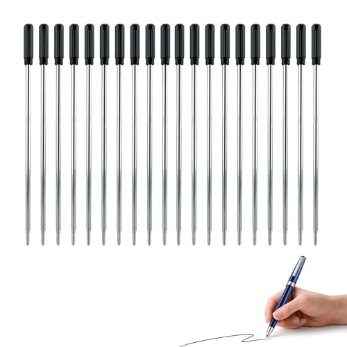20PCS Ballpoint Pen Refills Black Cross Pen Refill Roller Pointe Metal Medium Refills for Cartridges, Quick Drying,Office and Personal Use with Cross 8513 Compatible