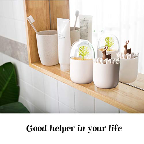 Qtip and Toothpic Holder, Cotton Ball Holder, Q-tip Dispenser Apothecary Jars Bathroom, Acrylic Cotton Swab Holder Organizer Container for Q-Tips, Cotton Rounds, Balls, Cotton Swabs, Makeup Sponges - Thumbnail 3